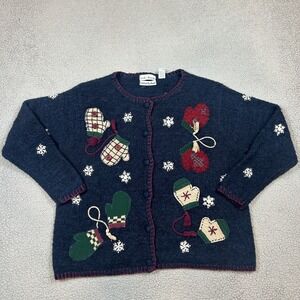 Croft & Barrow Silk and Wool Blend Embroidered Christmas Cardigan Womens Size 2X